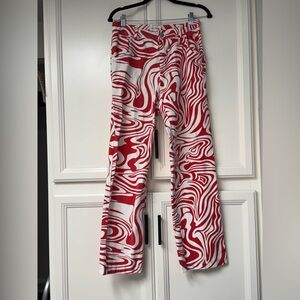 Love and Harmony Red and White Swirl Pattern Pants
